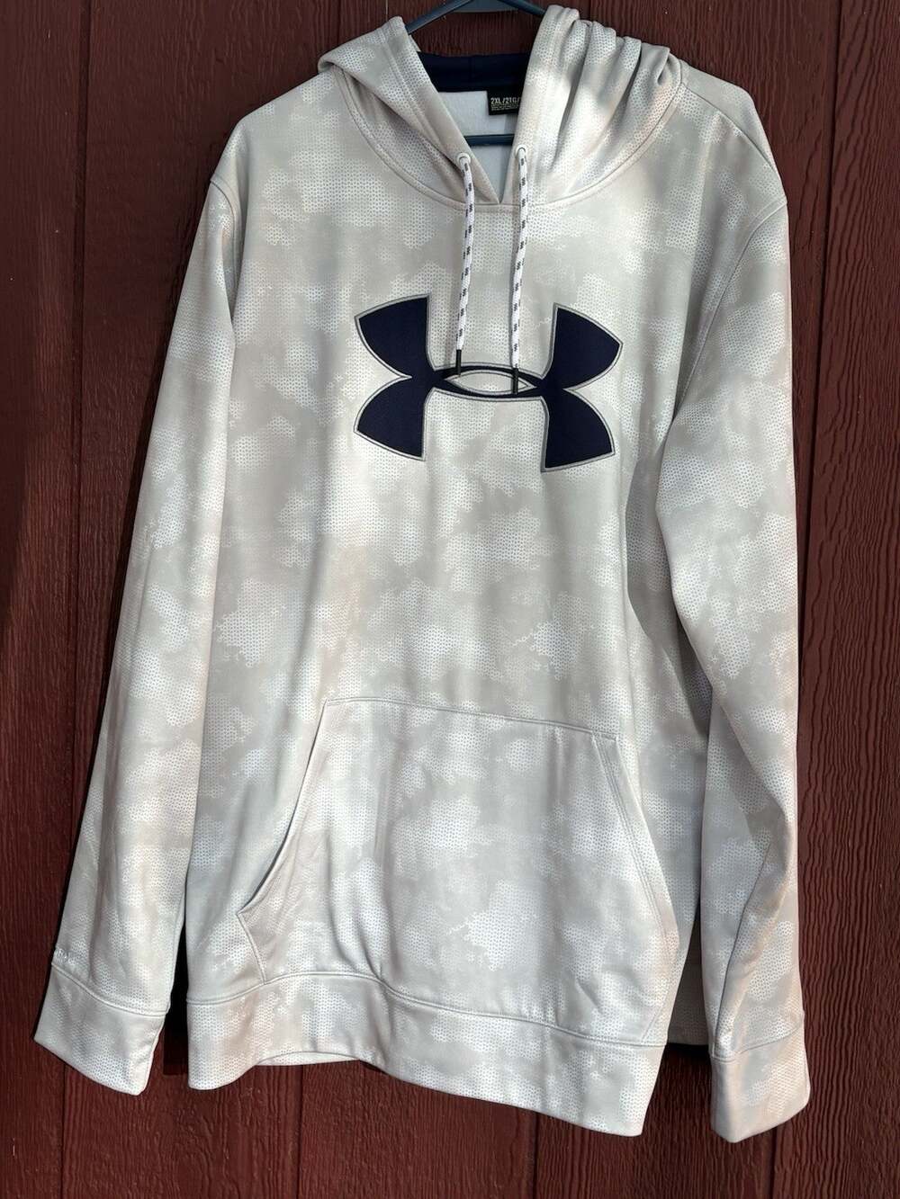 Under Armour Storm1 Men's Cold Gear Hoodie Beige Logo Pull Over Size 2XL